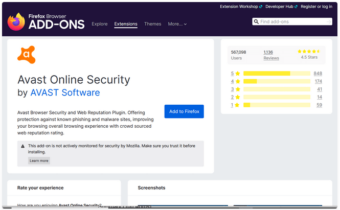 امنیت آنلاین وب Avast Online Security