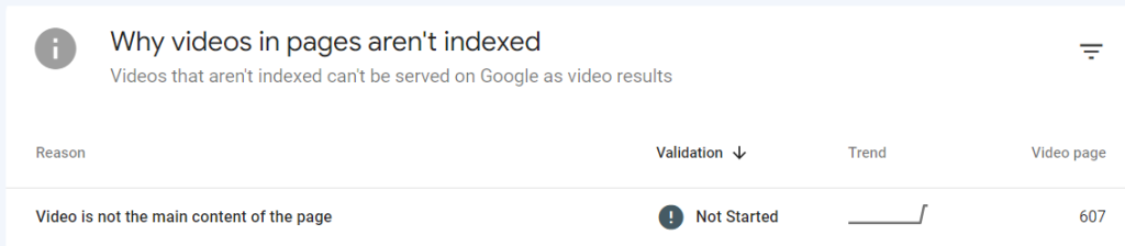 Video is not the main content of the pag
